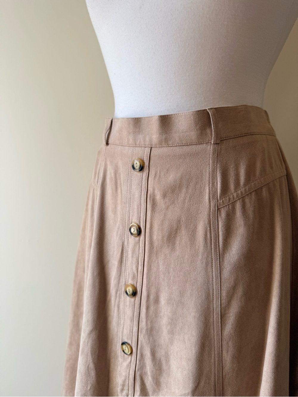 Your Sixth Sense Faux Suede Button Front Midi Skirt - Picture 3 of 6